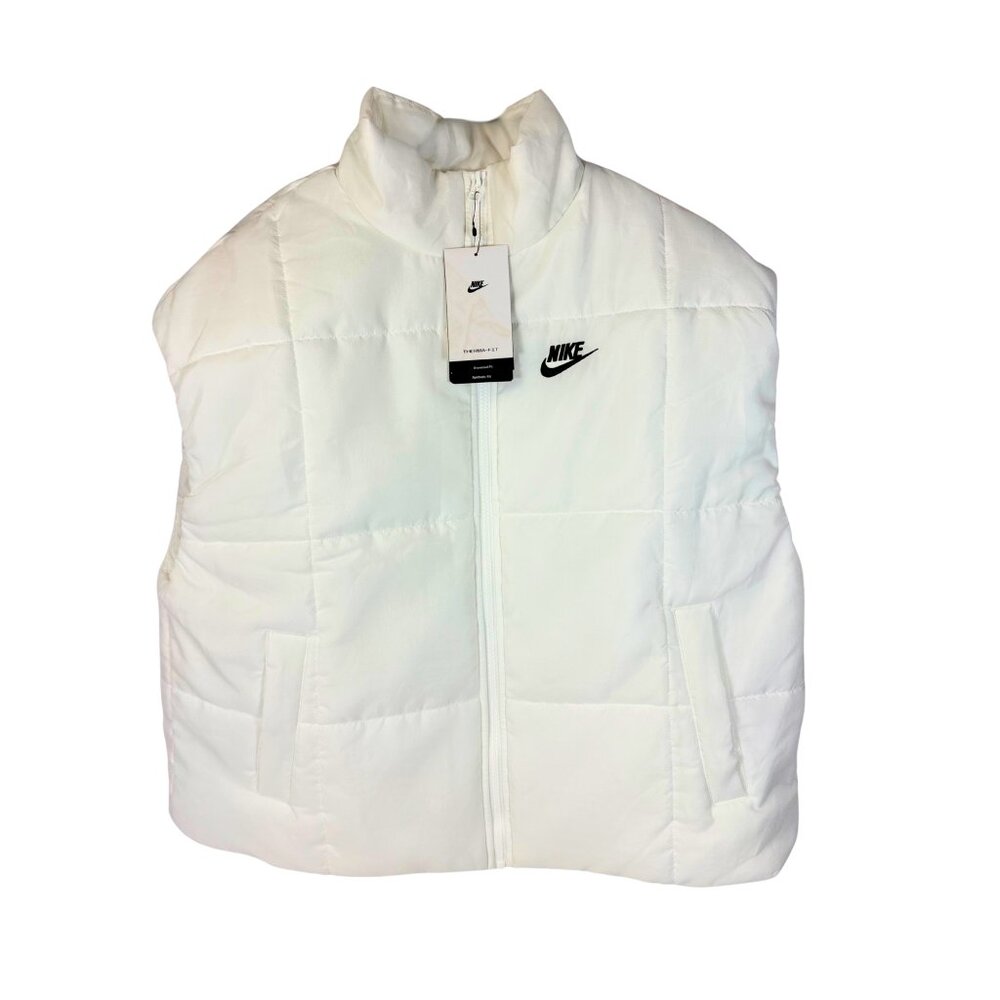 Nike Women's Therma-FIT Classic Puffer Vest – White Water-Repellent Oversize XS